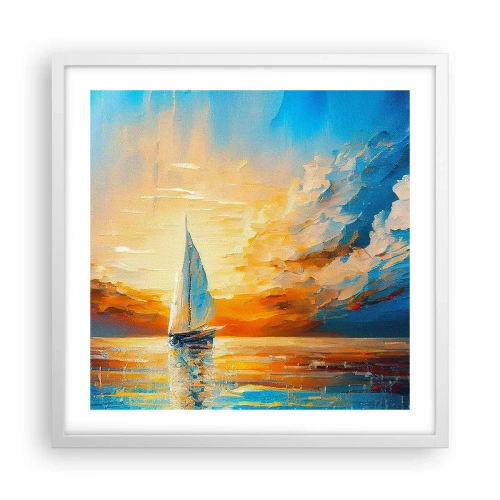 Affisch i vit ram - Segla i gult - 50x50 cm