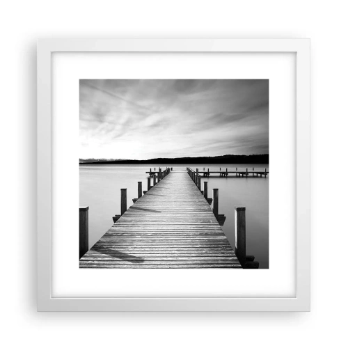 Affisch i vit ram - Vattnet - lugnet - 30x30 cm