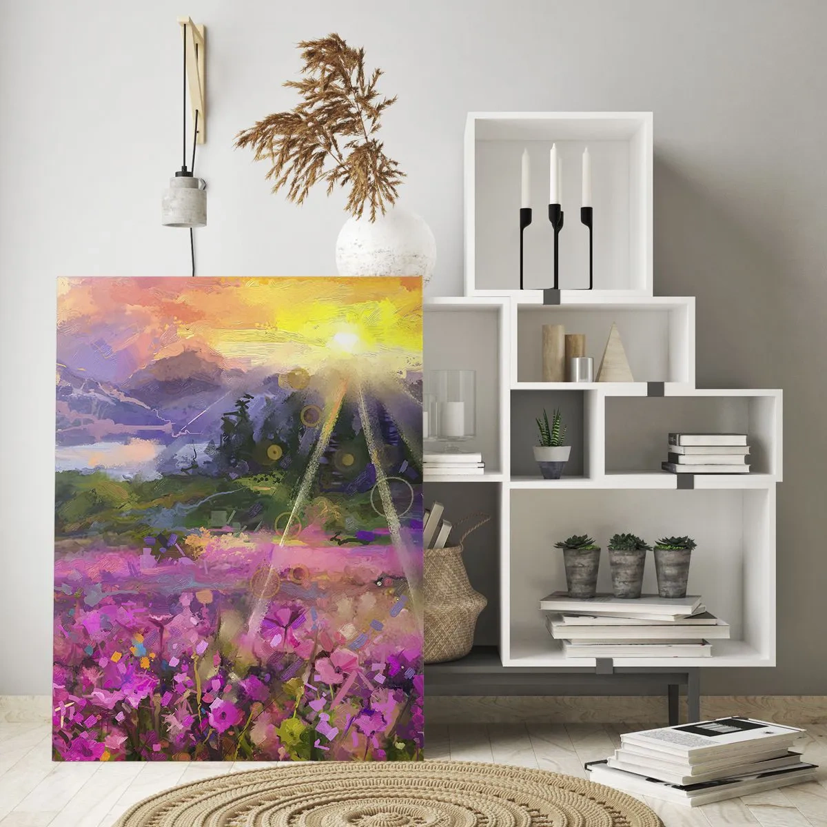 Glastavla - Bild på glas - I dalen under solens beskydd - 50x70 cm