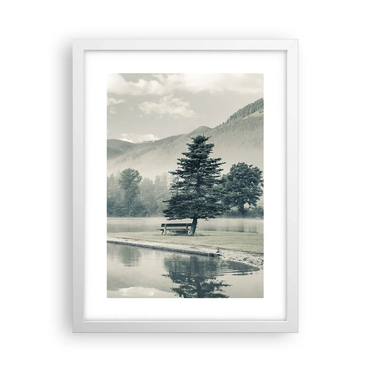 Affisch i vit ram - Sjön sover fortfarande - 30x40 cm