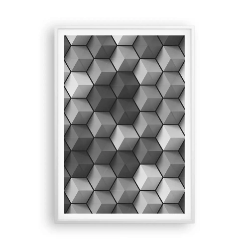 Affisch i vit ram - Kubistiskt pussel - 70x100 cm