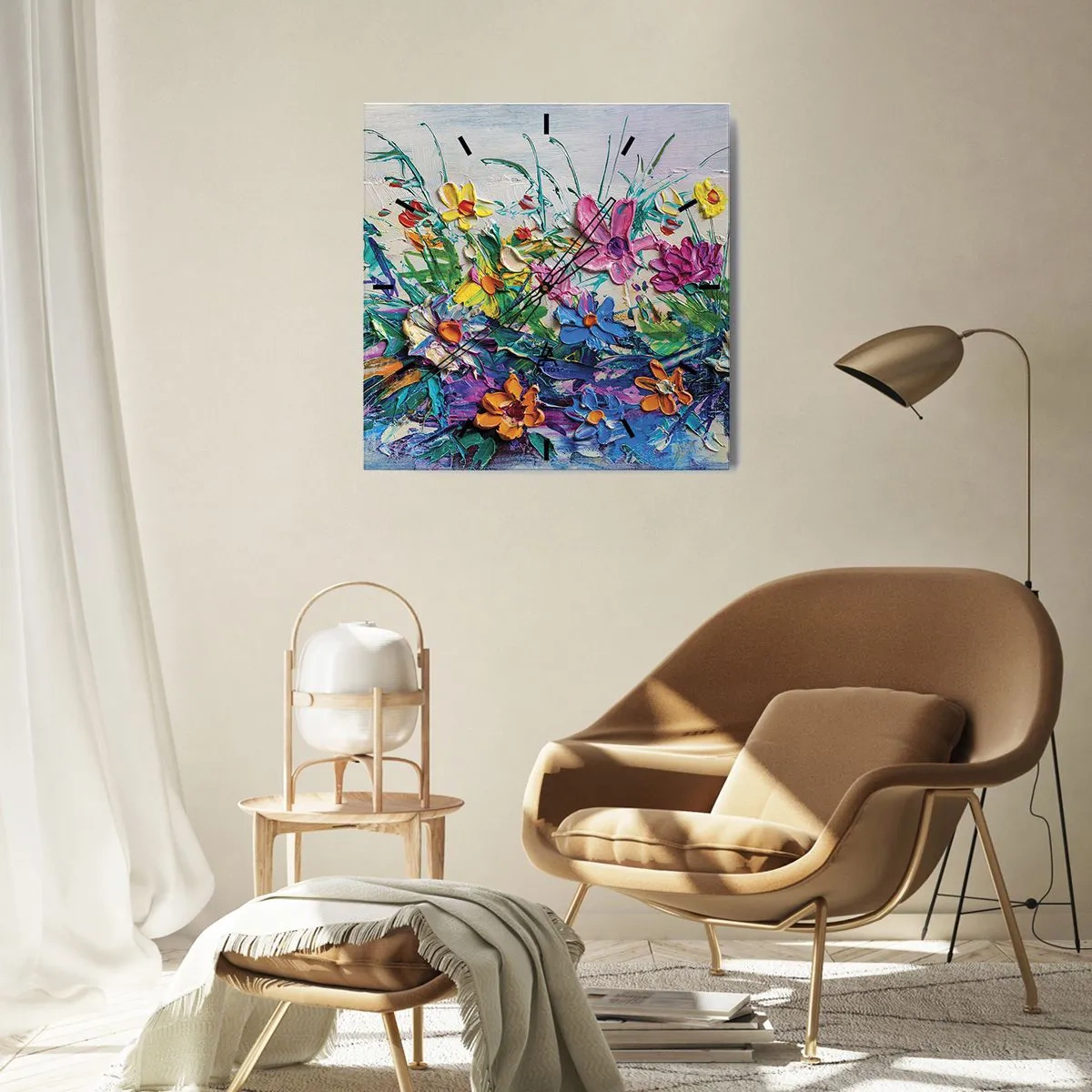 Väggklocka - Klocka på glas - Icke stilleben - 30x30 cm