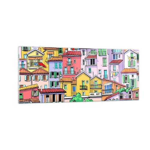 Glastavla - Bild på glas - Gladlynt stad - 100x40 cm
