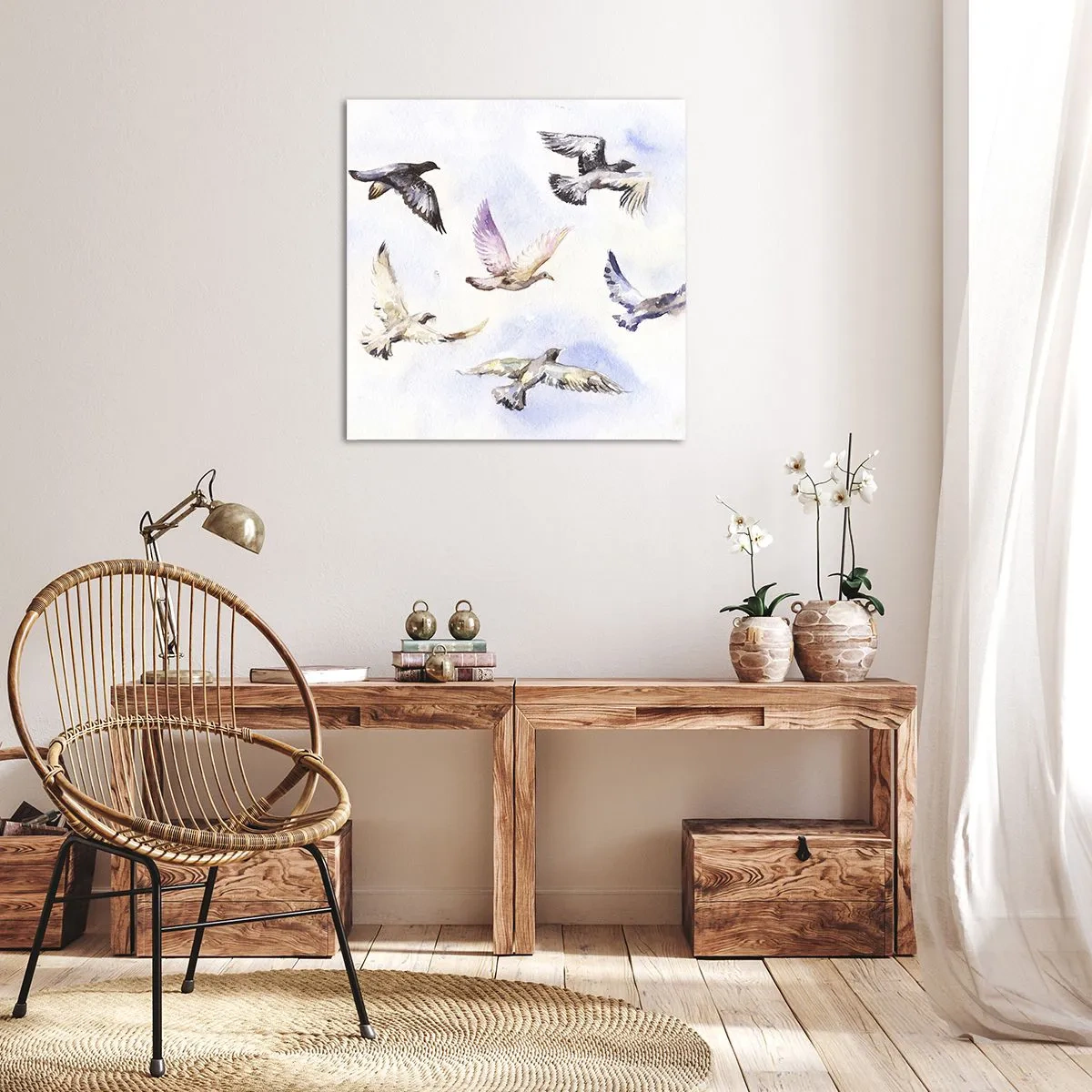 Canvastavla - Bild på duk - Frihet i grått och blått - 60x60 cm