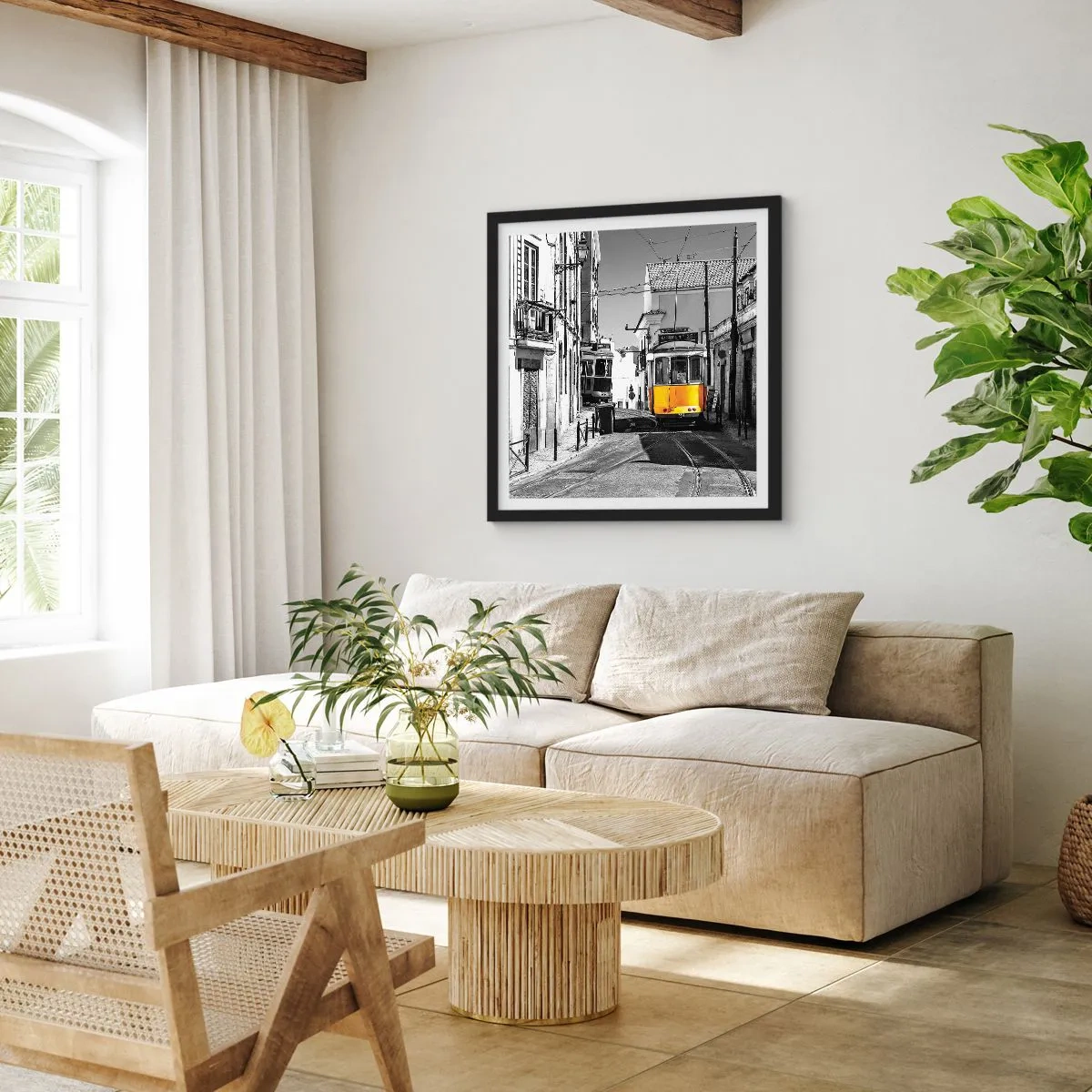 Affisch i svart ram - Lissabons anda - 50x50 cm