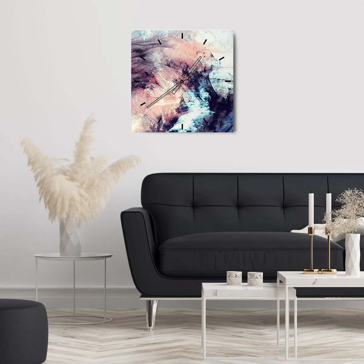 Väggklocka - Klocka på glas - Känn vinden - 40x40 cm