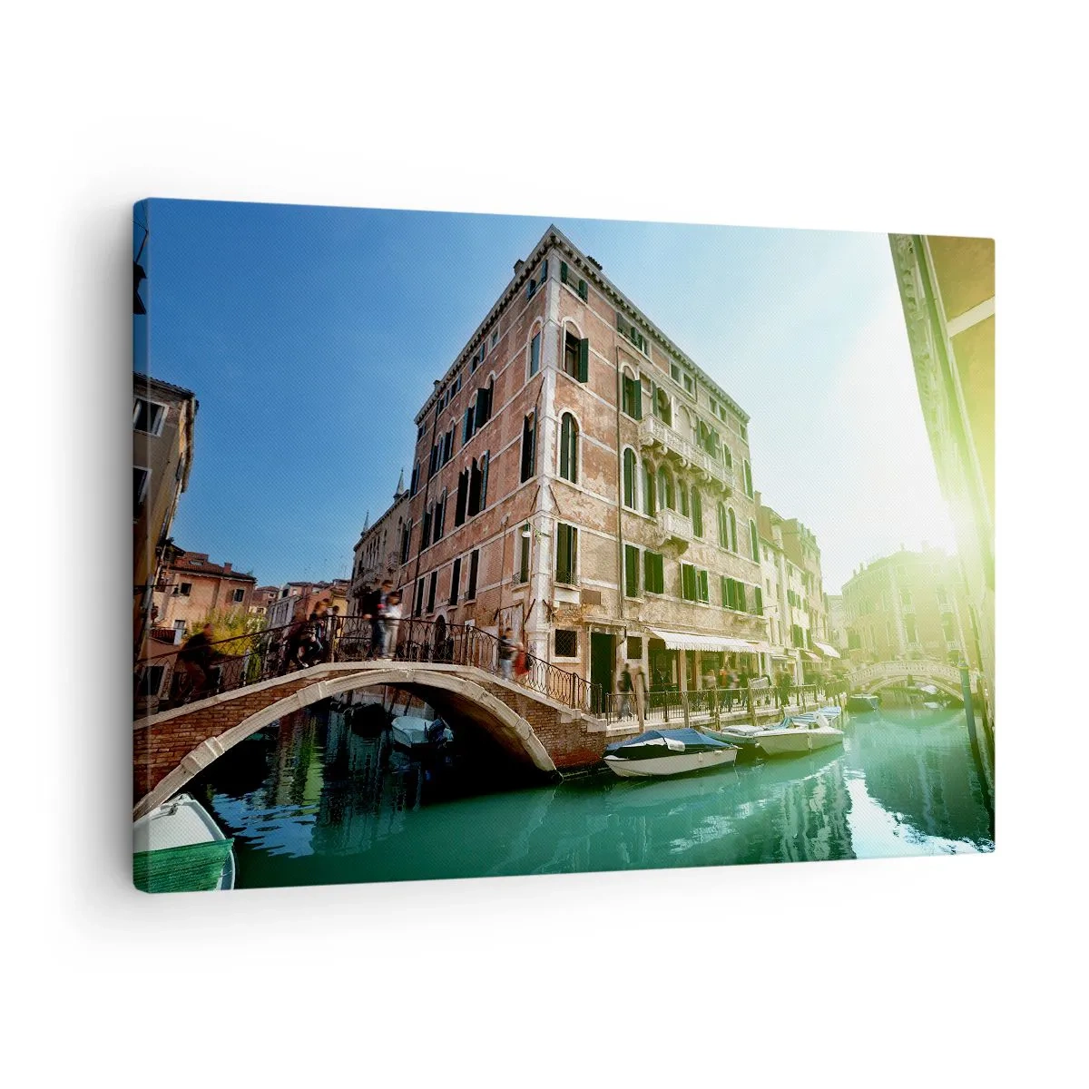 Canvastavla - Bild på duk - Venedigbron och kanalen med historisk arkitektur - 70x50cm - Venedig - Amore Mio - Modern väggdekoration för vardagsrum och sovrum ARTTOR