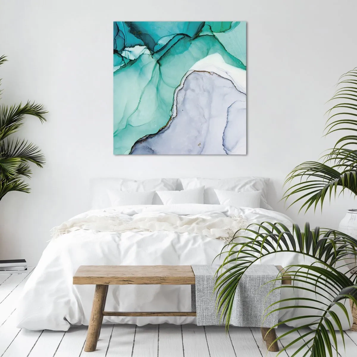 Canvastavla - Bild på duk - En studie i turkos - 60x60 cm