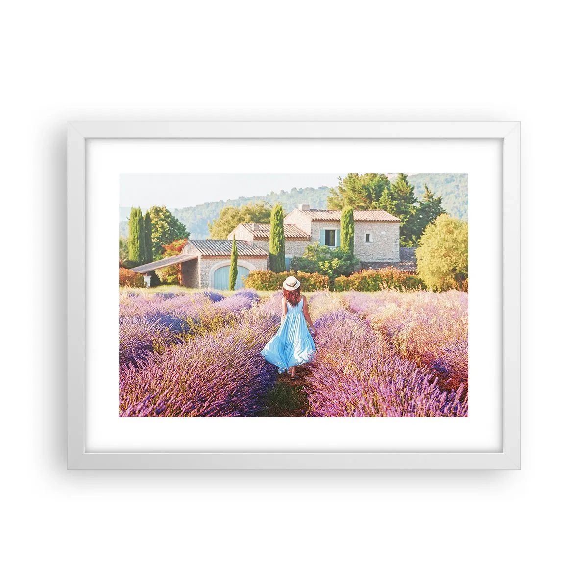 Affisch i vit ram - Lavendelflicka - 40x30 cm