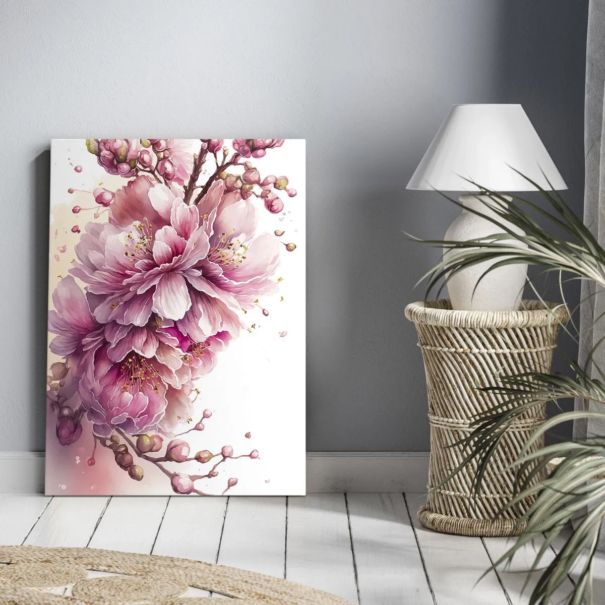 Canvastavla - Bild på duk - Blommande körsbärsblomma - 50x70 cm