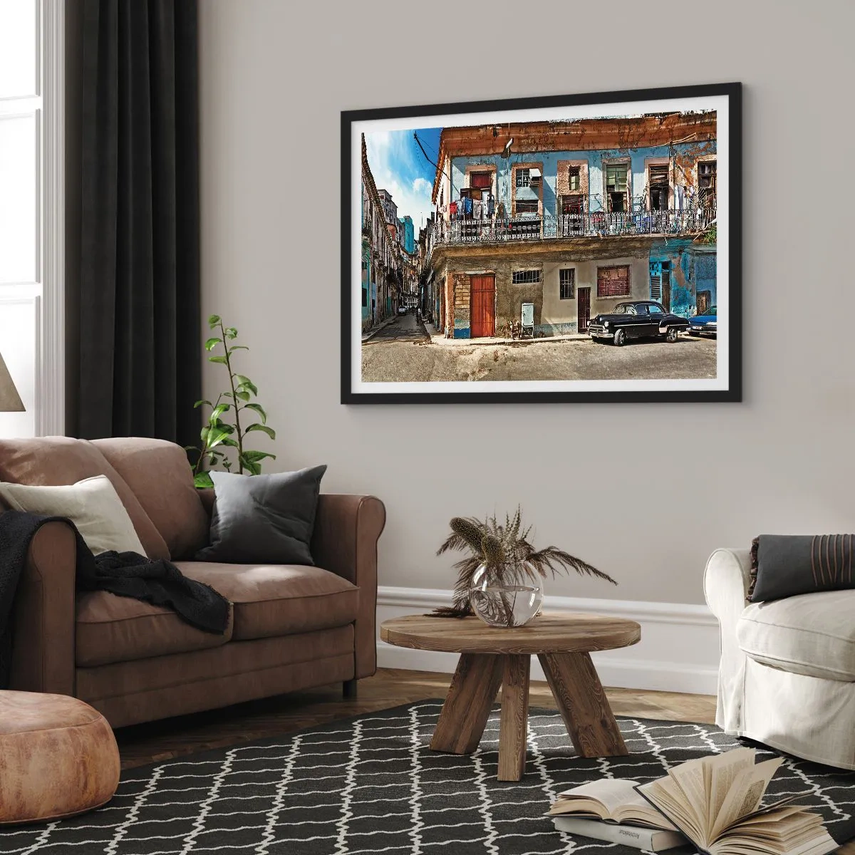 Affisch i svart ram - Havana stämning - 100x70 cm