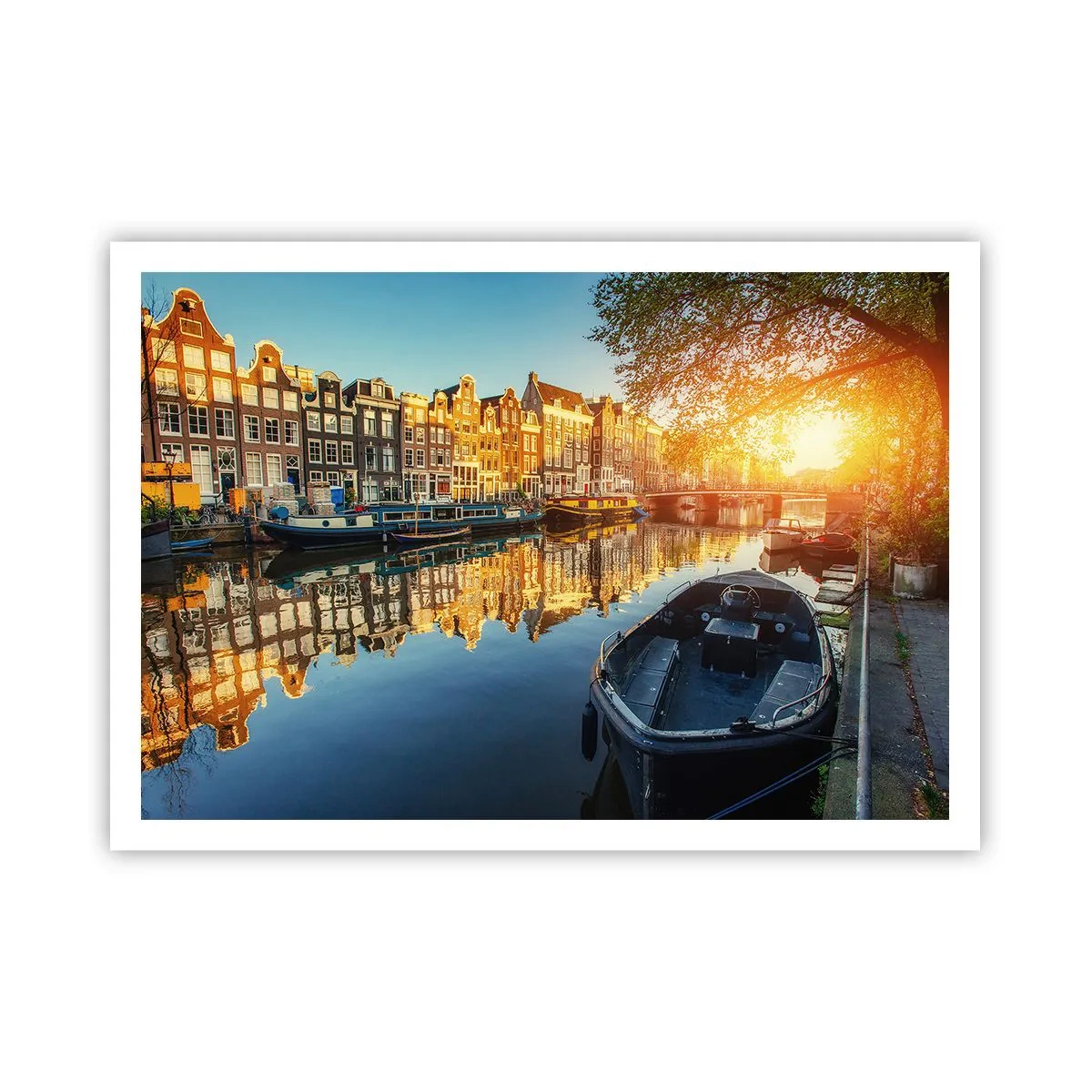 Affisch - En morgon i Amsterdam - 100x70 cm