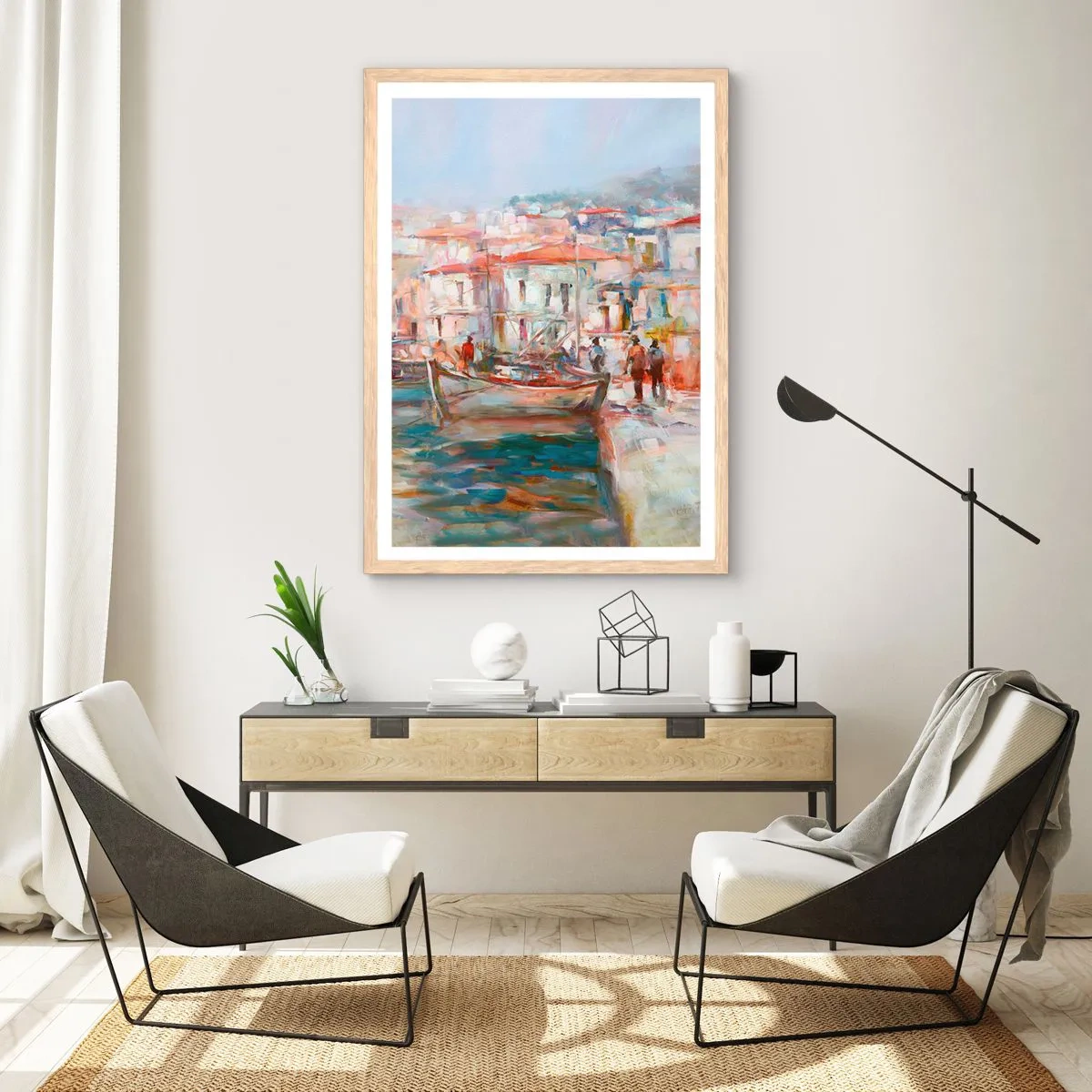 Affisch i ram av ljusek - Pastellfärgad semester - 50x70 cm