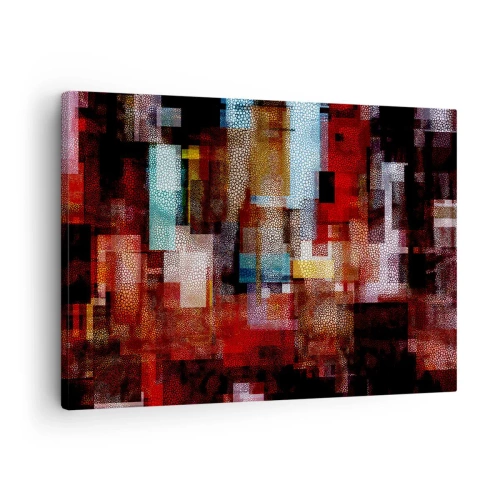 Canvastavla - Bild på duk - Geometrisk abstraktion i intensiva röda nyanser - 70x50cm - Blandat och mixat - Modern väggdekoration för vardagsrum och sovrum ARTTOR
