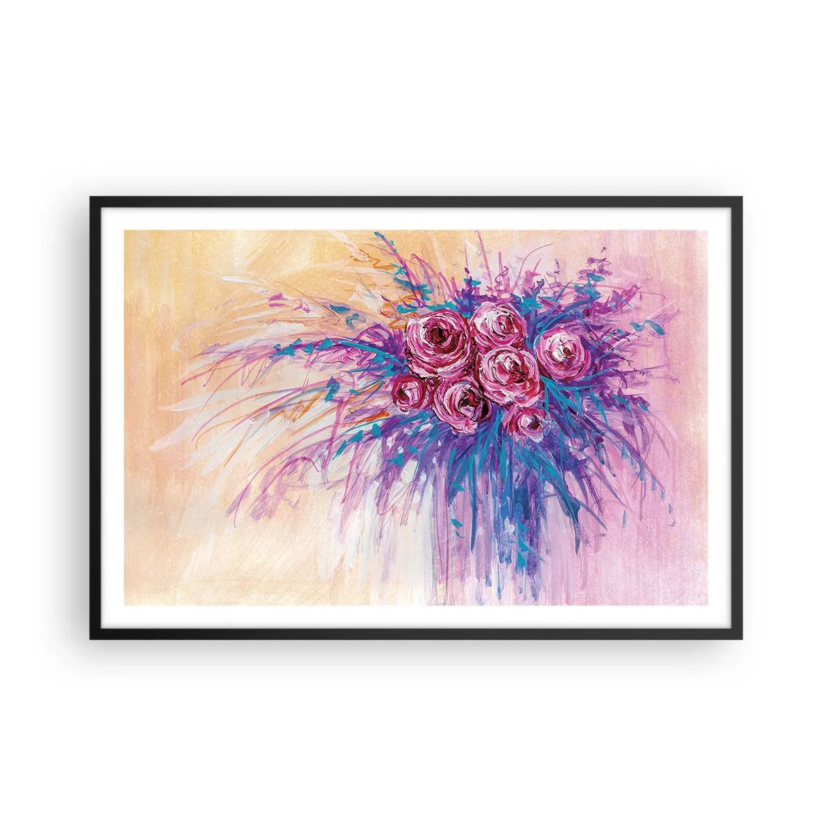 Affisch i svart ram - Rosfontän - 91x61 cm