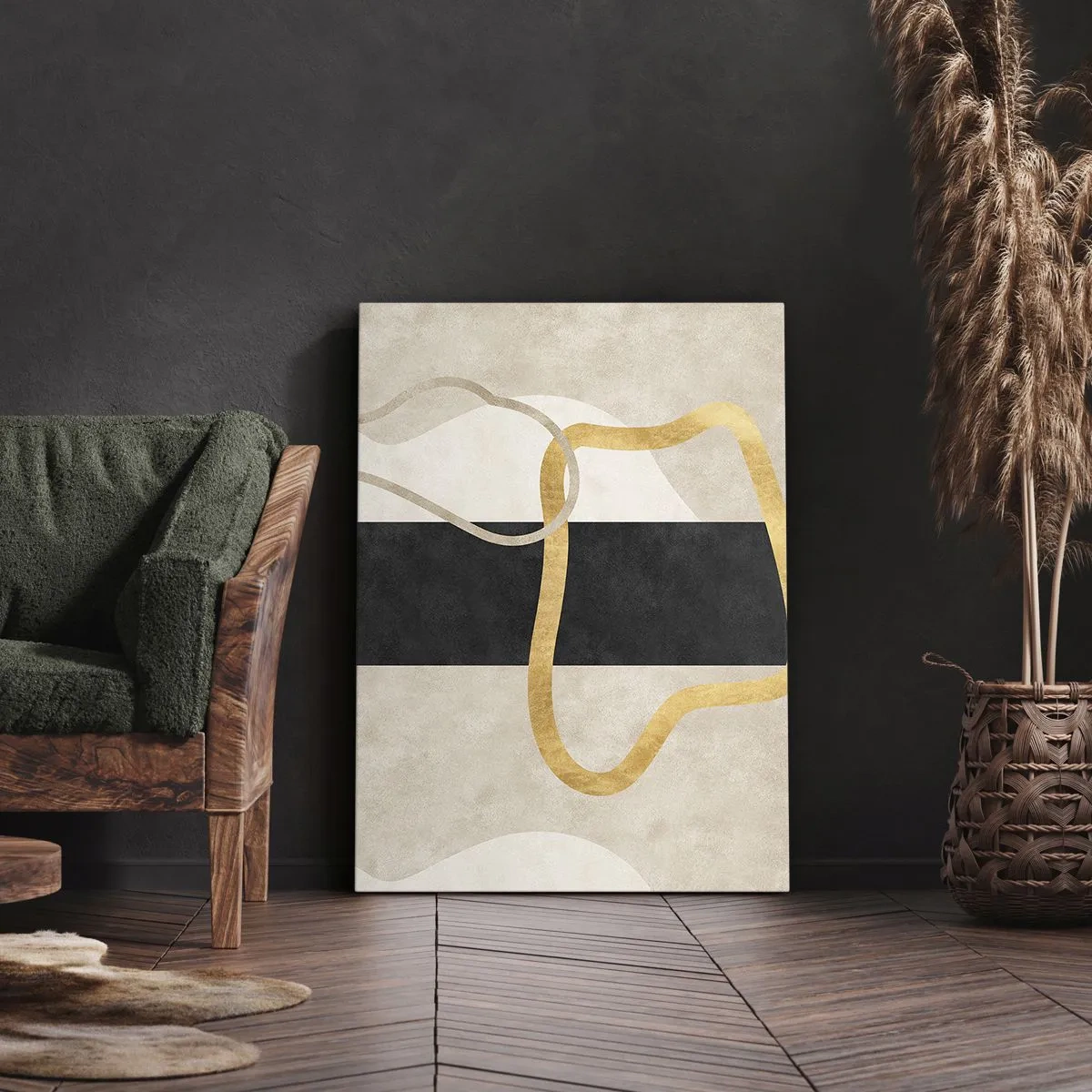 Canvastavla - Bild på duk - Slingrande former - 50x70 cm