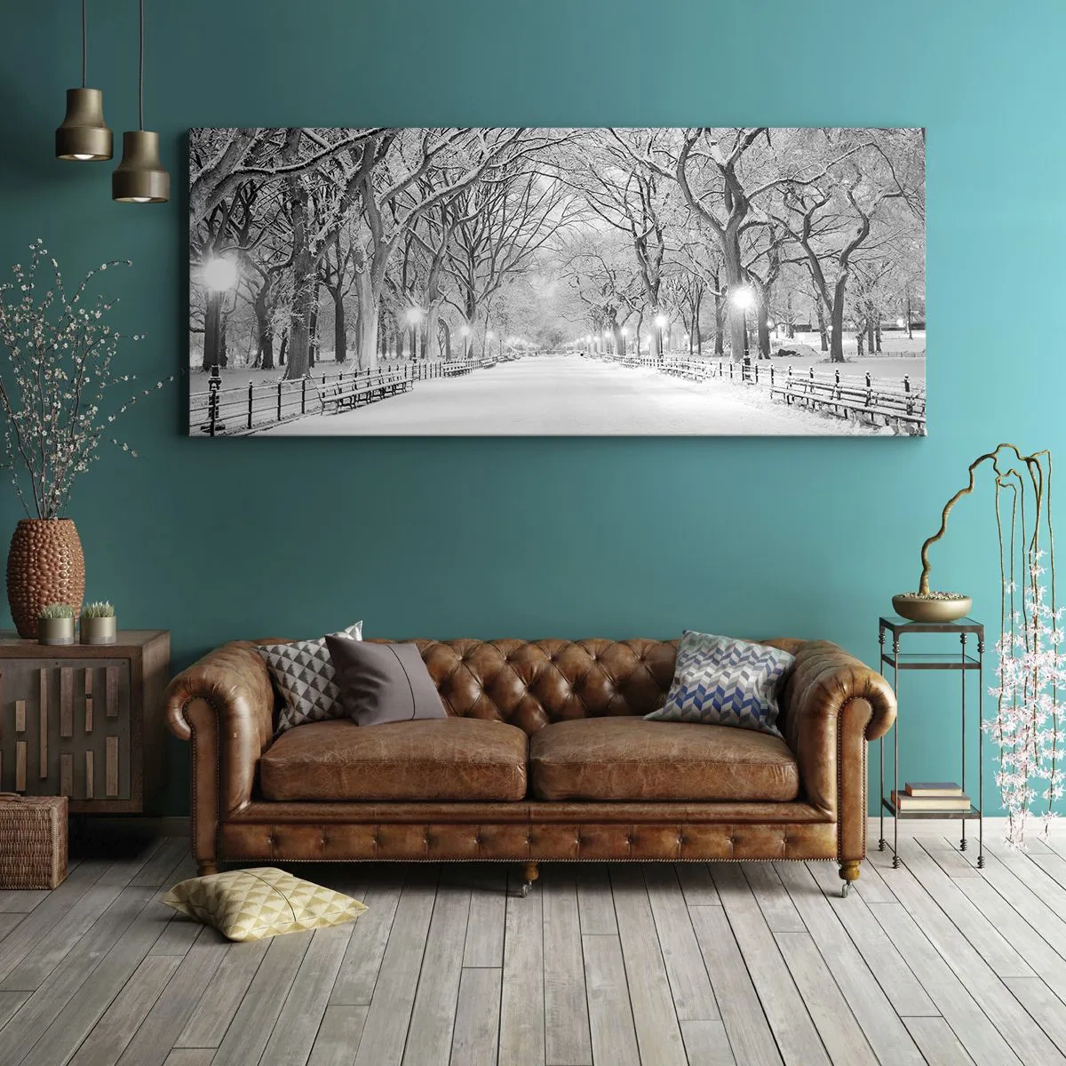 Canvastavla - Bild på duk - De fyra årstiderna - vinter - 140x50 cm