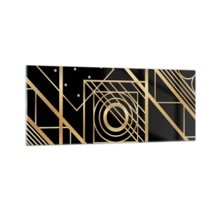 Glastavla - Bild på glas - Gyllene geometri - 100x40 cm