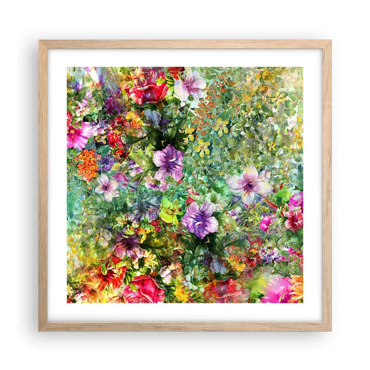 Affisch i ram av ljusek - Ta en dopp i blommorna - 50x50 cm