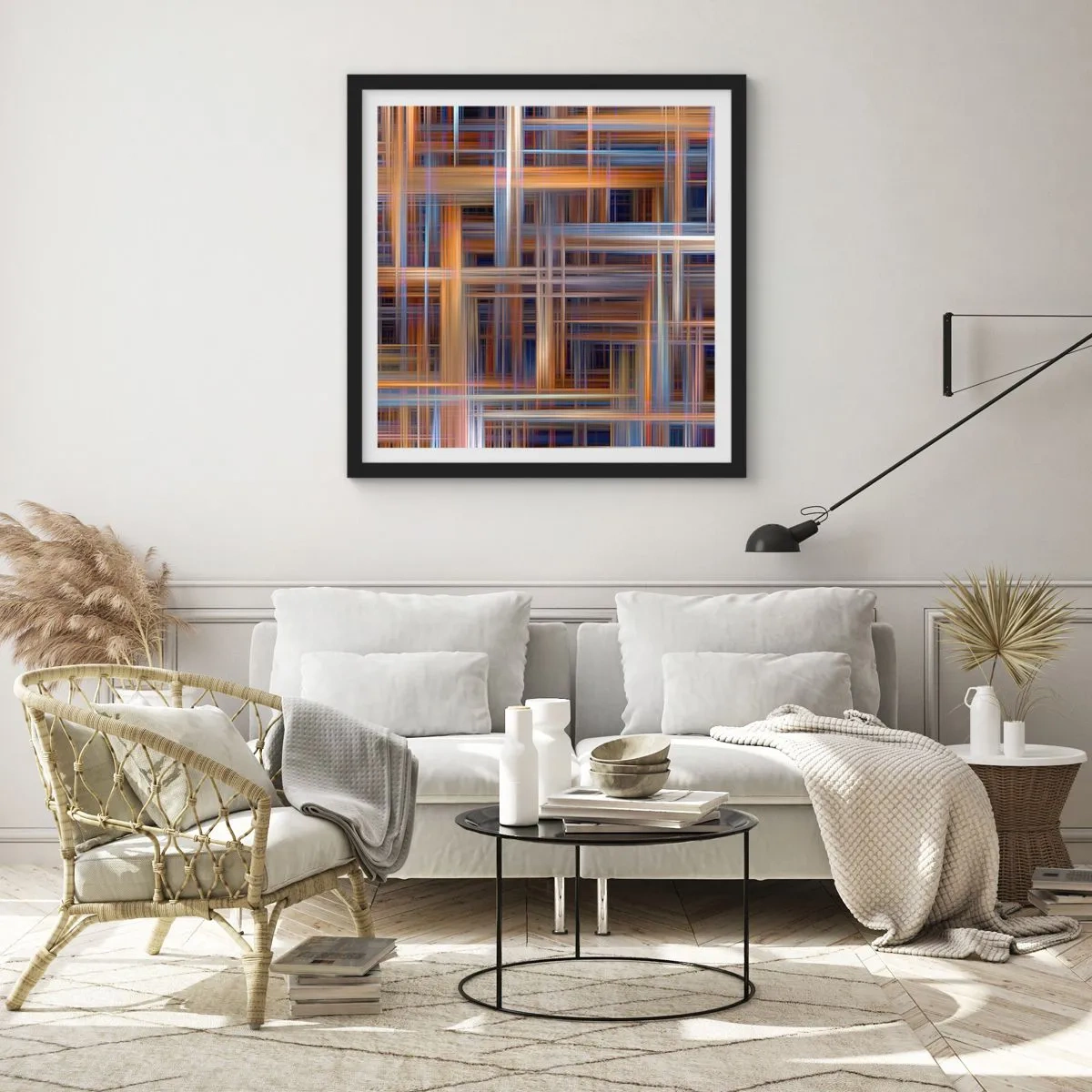 Affisch i svart ram - Vävd av ljus - 50x50 cm