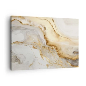 Canvastavla - Bild på duk - Abstrakta mönster i guld och marmor på en ljus bakgrund - 70x50cm - Abstraktion: skönhet och godhet - Modern väggdekoration för vardagsrum och sovrum ARTTOR