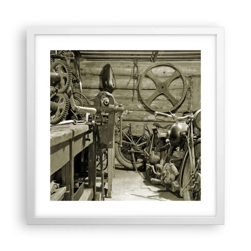 Affisch i vit ram - I onkel Lasses skjul - 40x40 cm