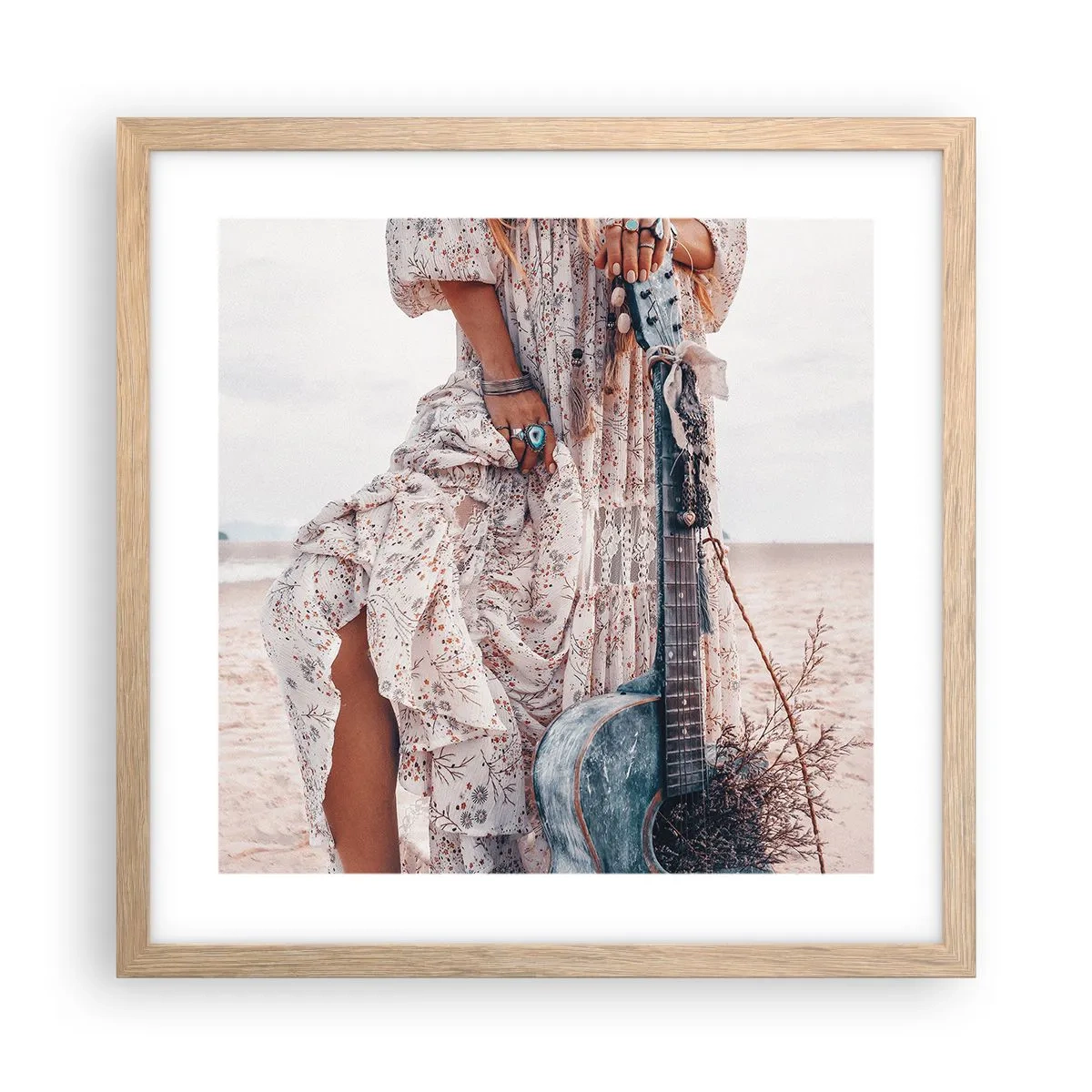 Affisch i ram av ljusek - Flower power på väg - 40x40 cm