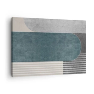 Canvastavla - Bild på duk - Geometrisk abstraktion i nyanser av grått och grönt - 70x50cm - Horisontell komposition - Modern väggdekoration för vardagsrum och sovrum ARTTOR