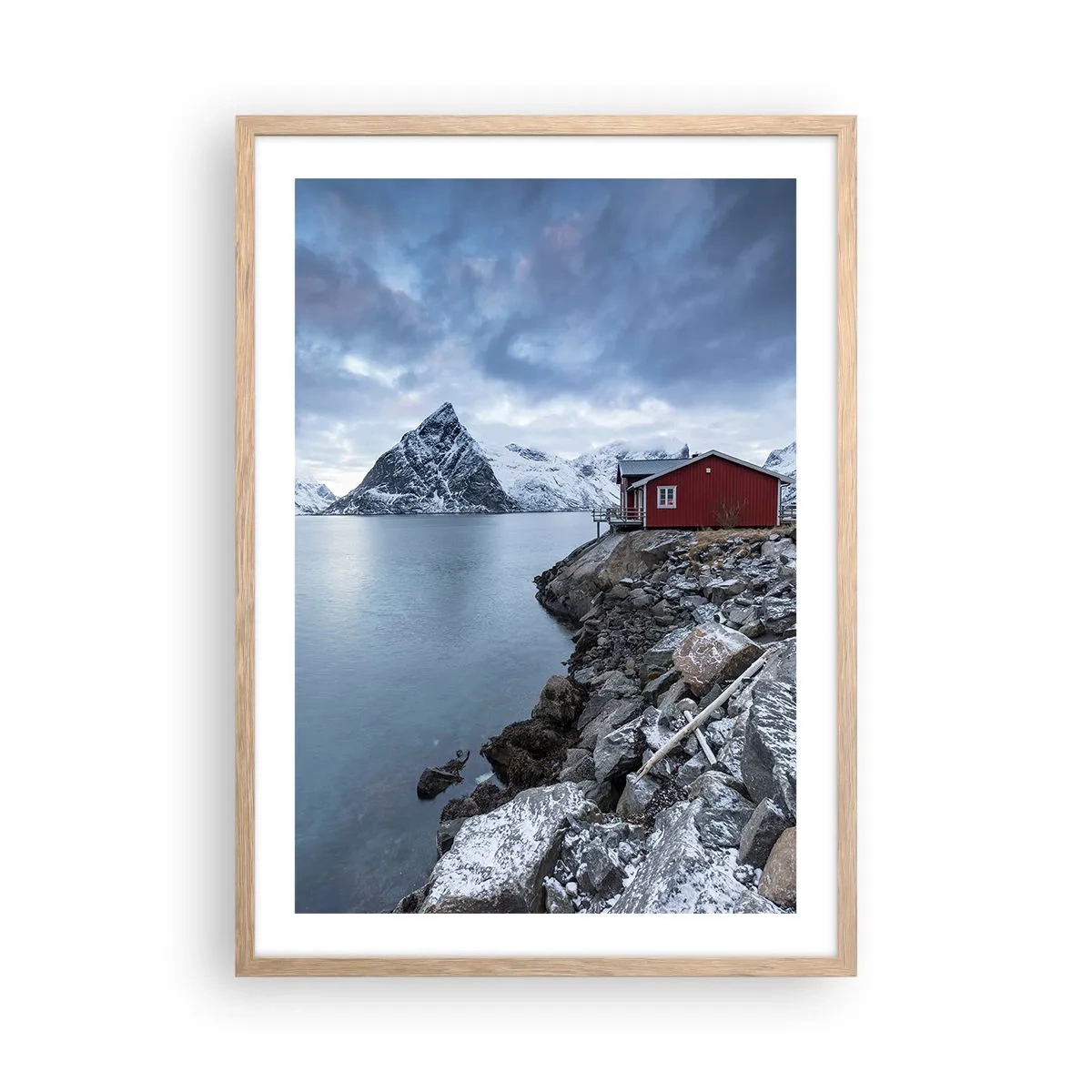 Affisch i ram av ljusek - Skandinavisk tillflyktsort - 50x70 cm