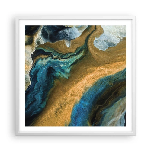 Affisch i vit ram - Blå – gul – ömsesidiga influenser - 60x60 cm