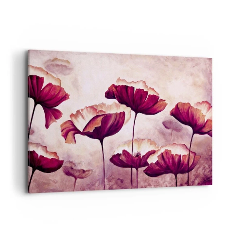 Canvastavla - Bild på duk - Röd och vit flinga - 100x70 cm