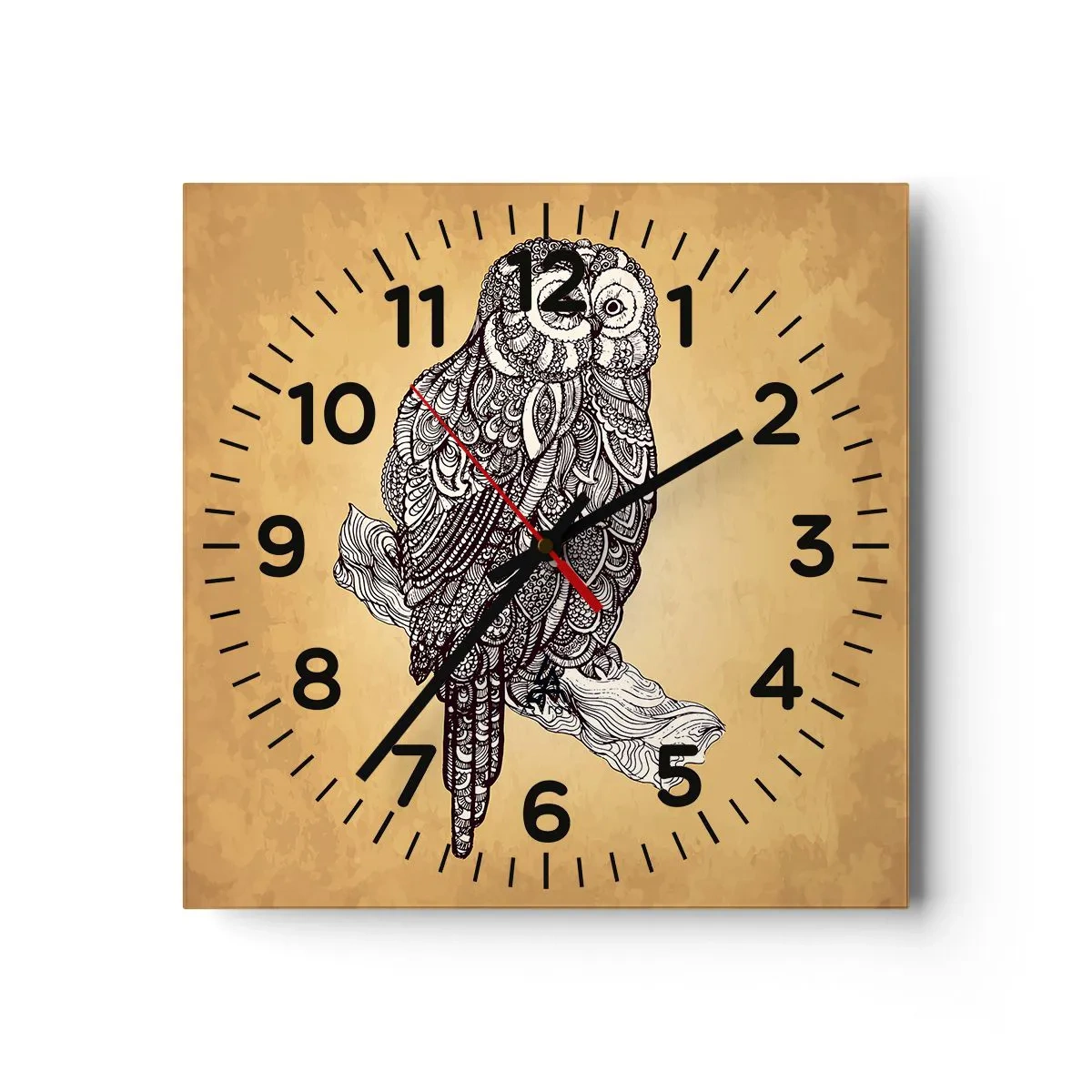 Väggklocka - Klocka på glas - Invecklade ornament av visdom - 30x30 cm
