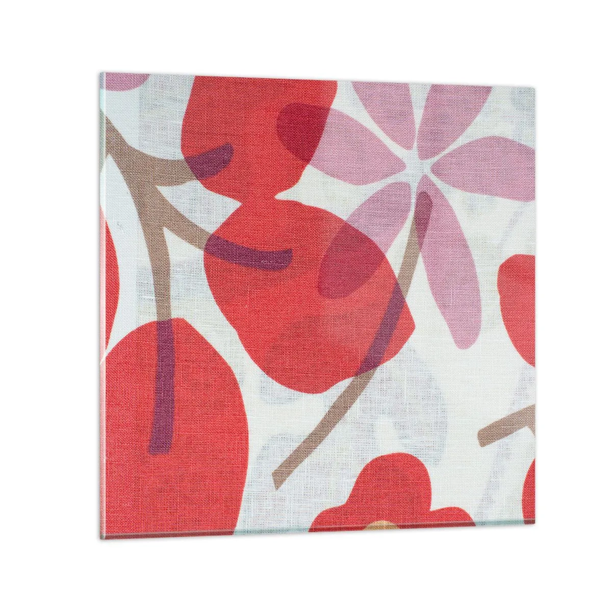 Glastavla - Bild på glas - Blomsterkomposition i rosa - 30x30 cm