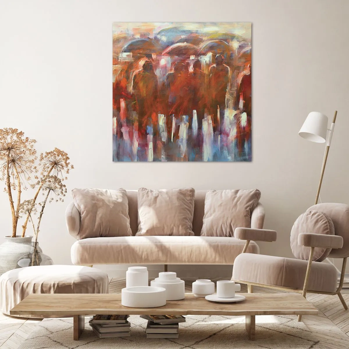 Canvastavla - Bild på duk - Jämna i regn och dimma - 40x40 cm