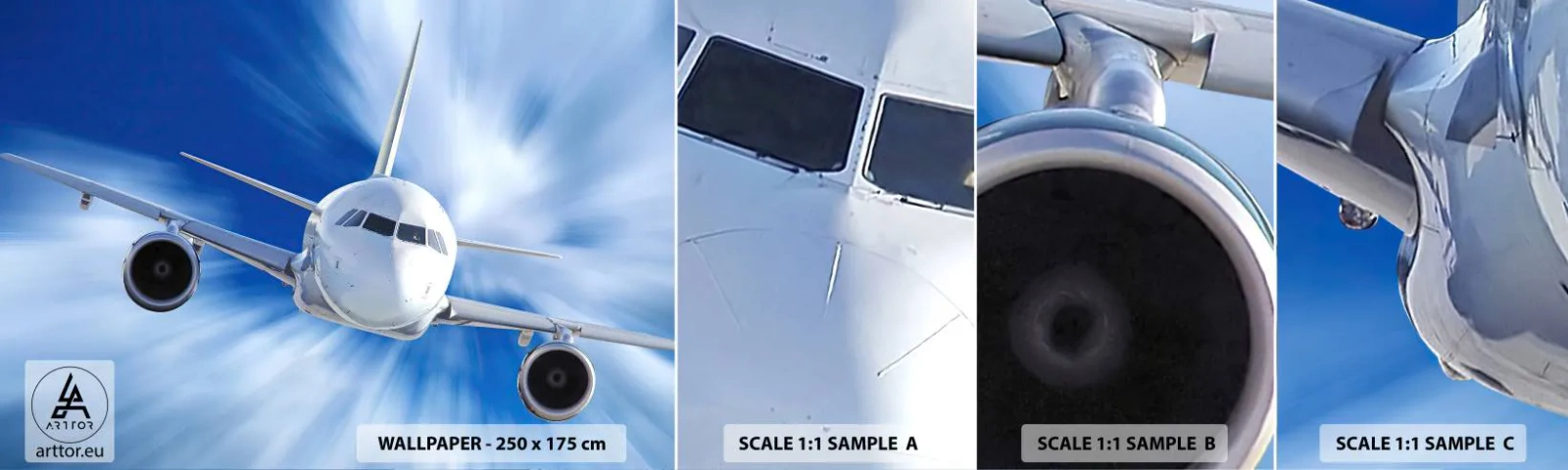 Fototapet Prov Standard Eco - Snabbare än vinden i himlen - Plan, Flygplan, Resor - 100x30 cm