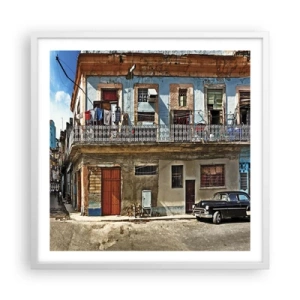 Affisch i vit ram - Havana stämning - 60x60 cm