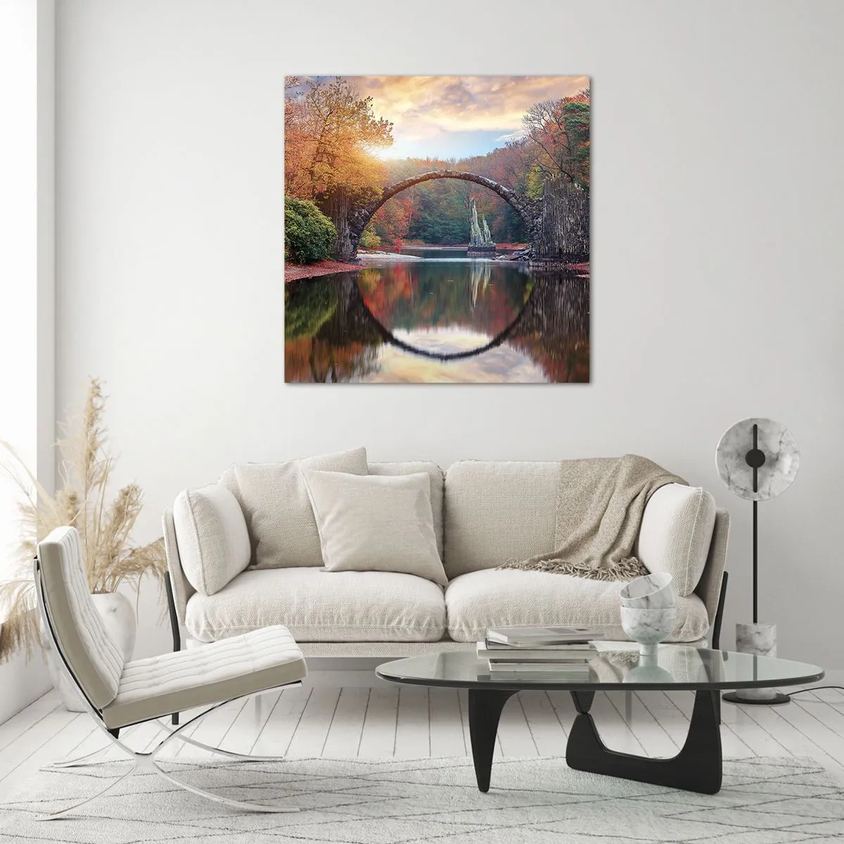 Glastavla - Bild på glas - På andra sidan av spegeln - 70x70 cm