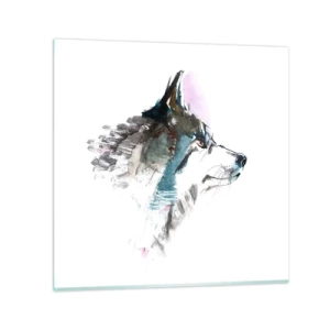 Glastavla - Bild på glas - Vargen är här - 60x60 cm