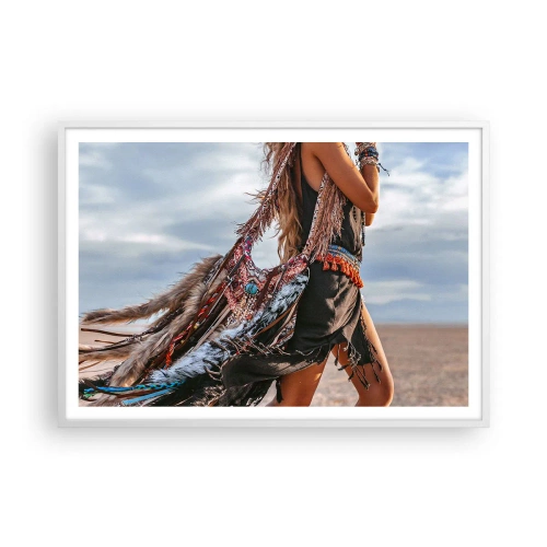 Affisch i vit ram - Shamanens flicka - 100x70 cm