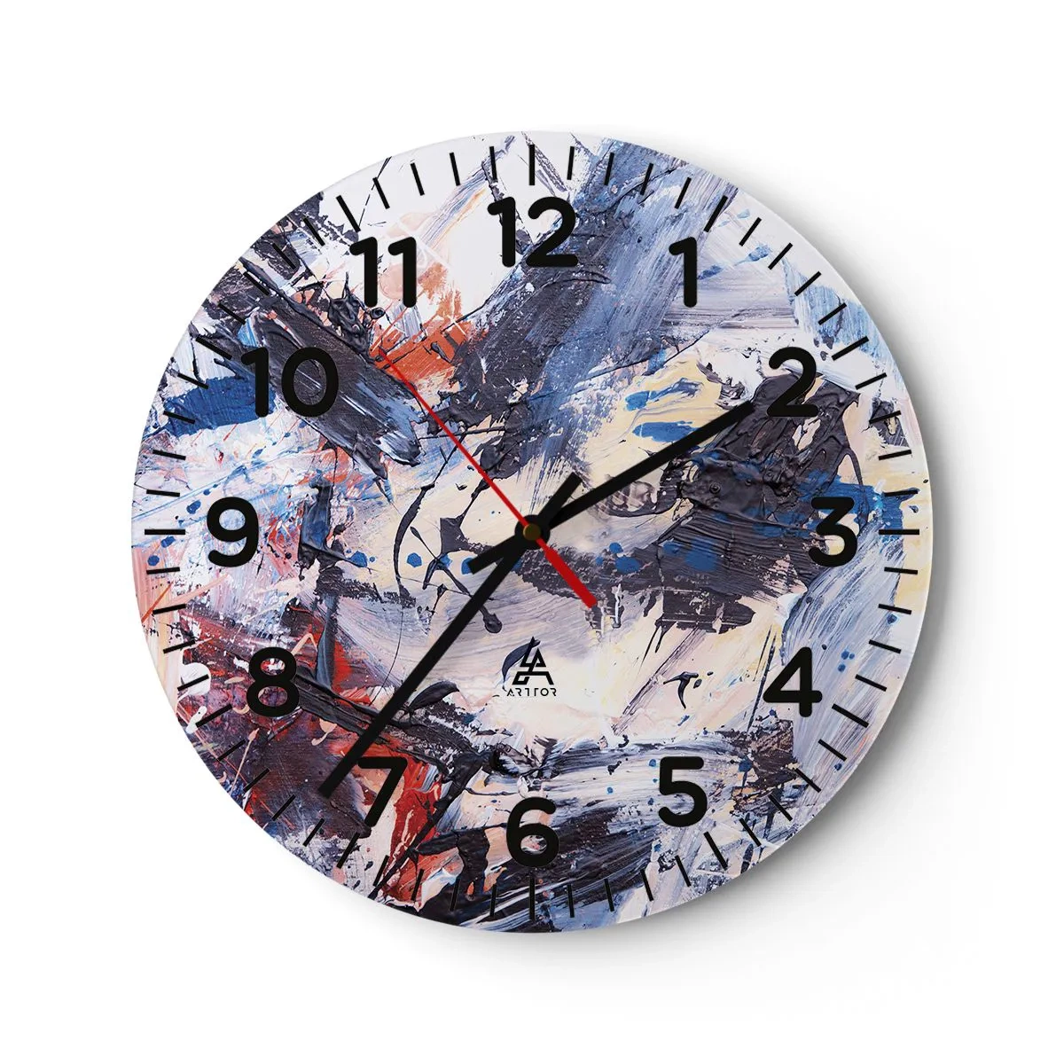 Väggklocka - Klocka på glas - Abstraktionen galna dans - 40x40 cm