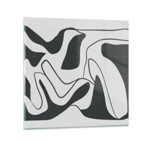 Glastavla - Bild på glas - Abstrakt lek i en labyrint - 70x70 cm