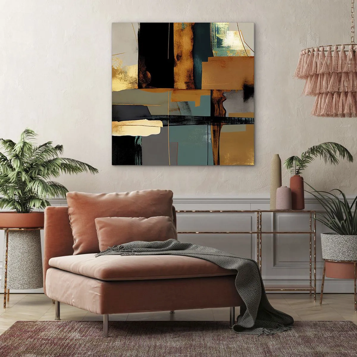 Canvastavla - Bild på duk - Abstraktion - ljus och skugga - 40x40 cm