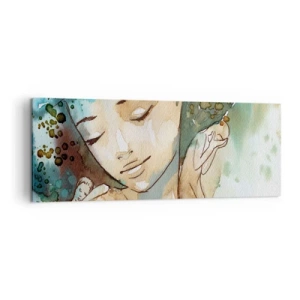 Canvastavla - Bild på duk - Lady in blue - 140x50 cm