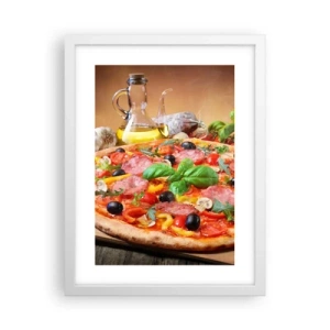 Affisch i vit ram - Med riktig italiensk smak - 30x40 cm