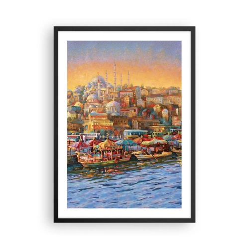 Affisch i svart ram - Ett färgstarkt stadslandskap med moskéer vid vattnet - 50x70cm - Istanbul-berättelse - Modern väggdekoration för vardagsrum och sovrum ARTTOR
