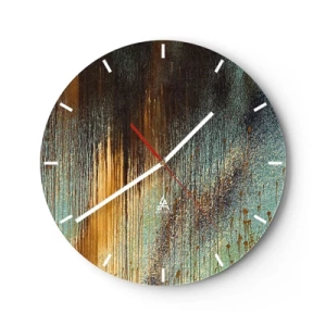 Väggklocka - Klocka på glas - En oavsiktlig färgglad komposition - 40x40 cm