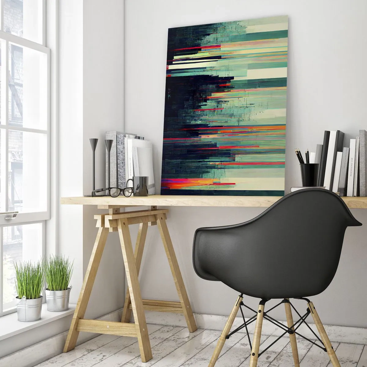 Glastavla - Bild på glas - Futuristisk stad - 50x70 cm