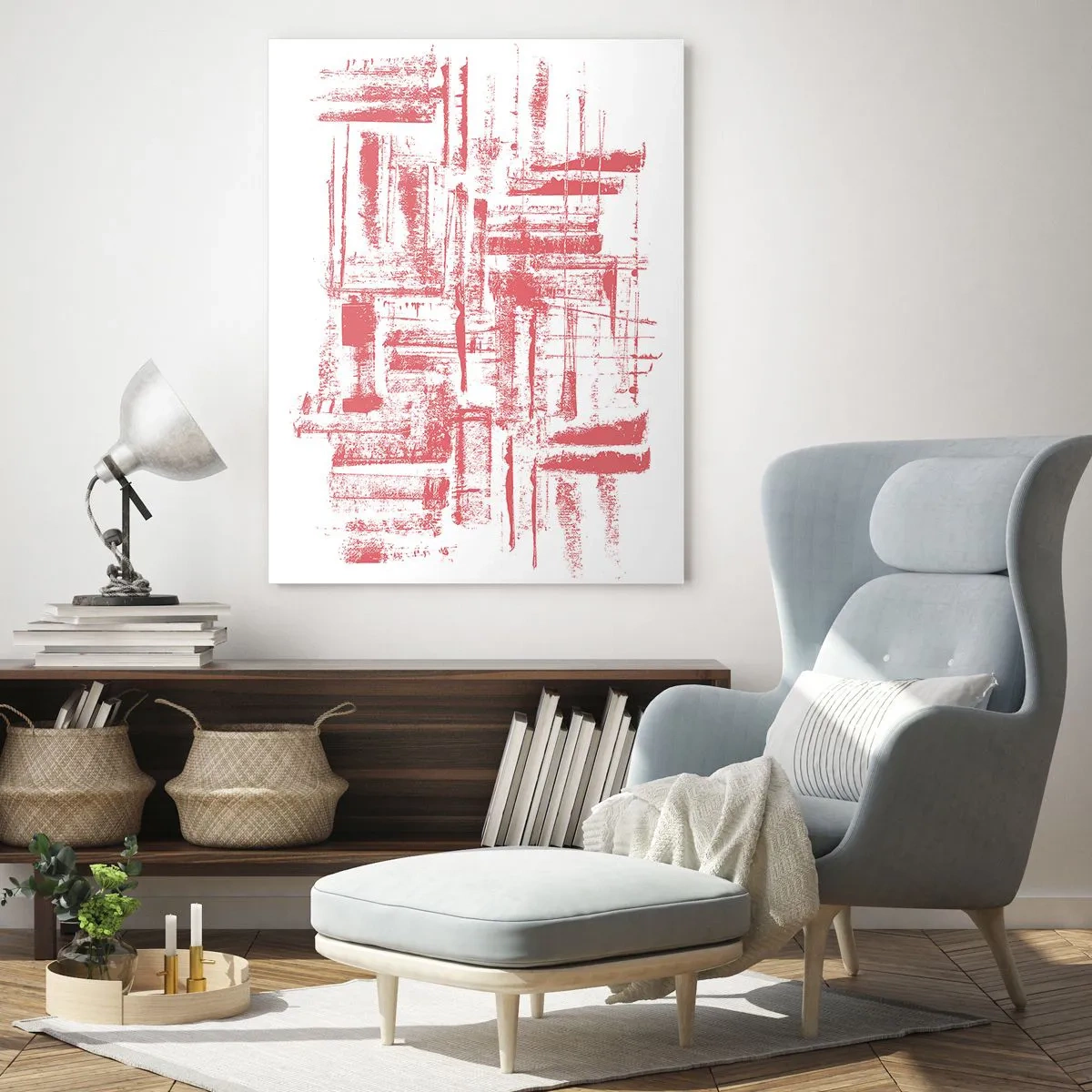Glastavla - Bild på glas - Röd stad - 50x70 cm