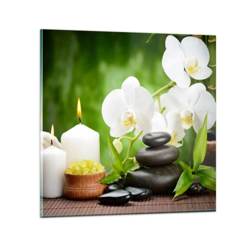 Glastavla - Bild på glas - Doftande, blommig och lätt beröring - 70x70 cm
