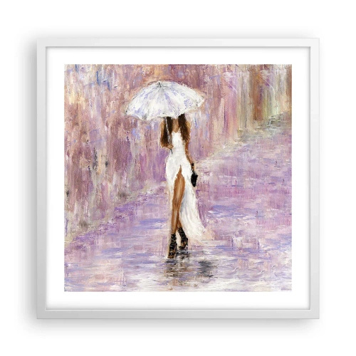 Affisch i vit ram - Under lila regn - 50x50 cm